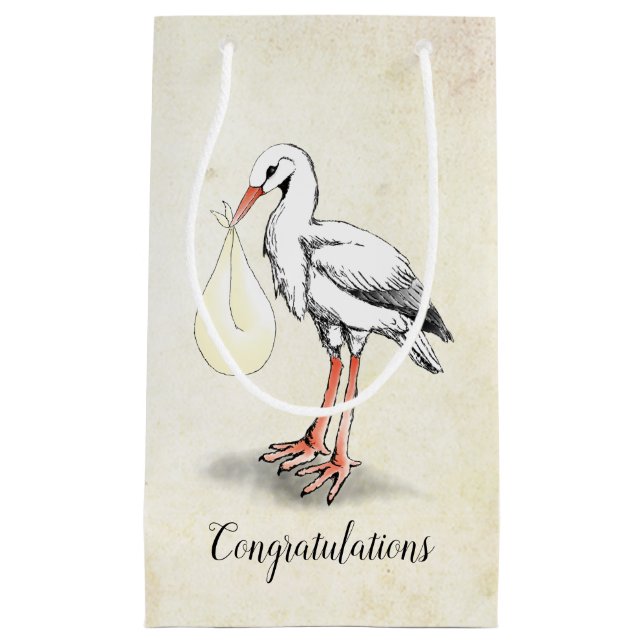De Regalo Pequeña Bolsa Stork Baby Shower GIft (neutra) (Anverso)