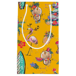 De Regalo Pequeña Bolsa Yellow Tropical Santa Gift