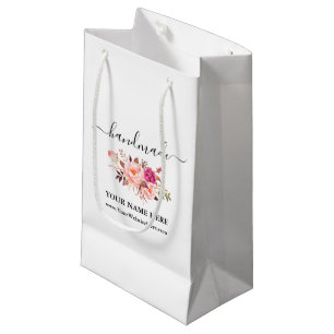 De Regalo Pequeña Calligrafía Acuarela Flora Rosa Bolsa hecha a mano