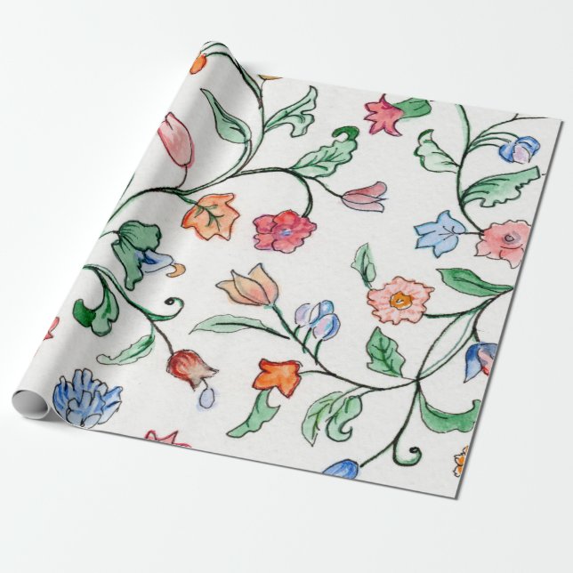 De Regalo Pequeños gemelos florales sobre papel envolvente (Desenrollado)