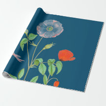 POPPIES EN Papel AZUL OSCURO