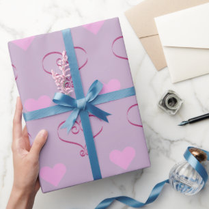 De Regalo Purple Valentine Day Love Hearts envuelve papel