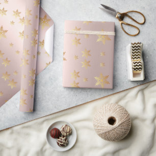De Regalo Rosa dorado y estrellas doradas papel envolvente