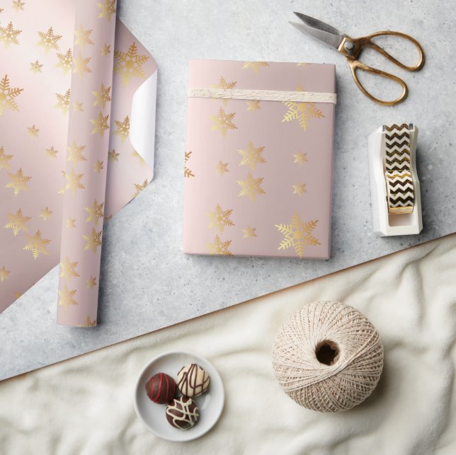 De Regalo Rosa dorado y estrellas doradas papel envolvente (Artesanía)