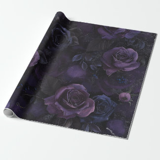 De Regalo Rosas morados góticos y oscuros envuelven papel
