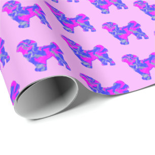 De Regalo Shih Tzu Silhouette Papel rosa y azul para perros