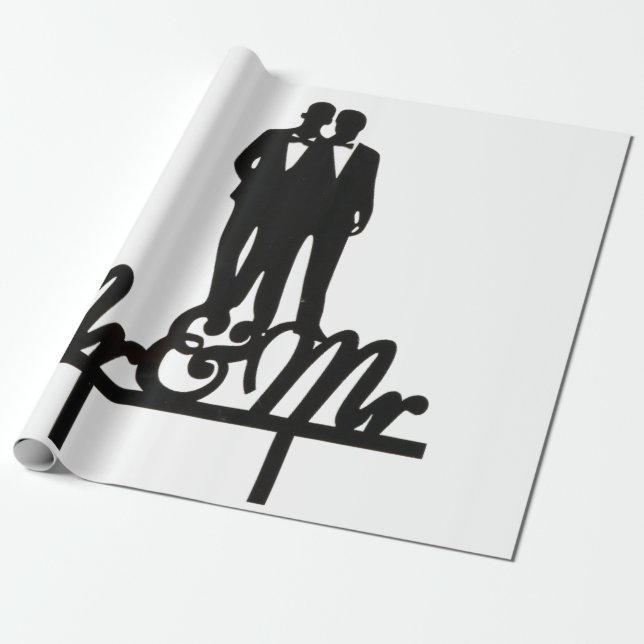 De Regalo Sr. y Sr. envolver papel blanco y negro (Desenrollado)