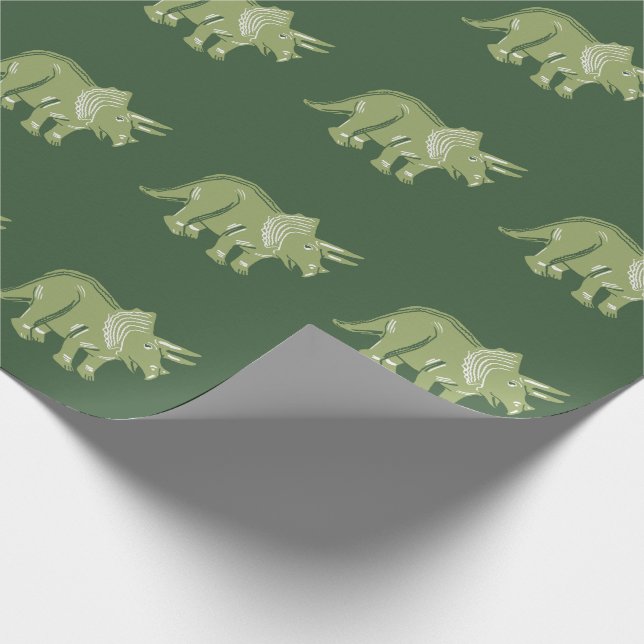 De Regalo Triceratops Patrón papel verde oscuro (Esquina)