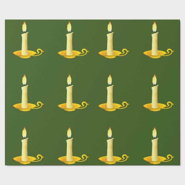 De Regalo Velas blancas sobre papel verde (Costura)