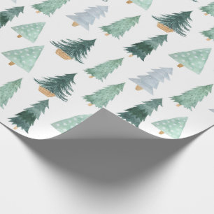 De Regalo Watercolor Pine Trees Navidades Papel envuelto
