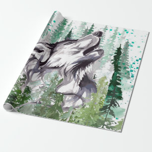 De Regalo Wolf Watercolor Papel colorido para envolver lob