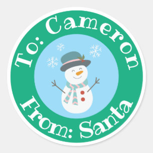 De Santa Pegatina con nombre personalizado Cute Sn