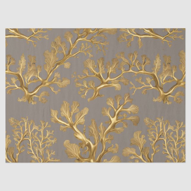 De Seda Alga dorada sobre papel tisú beige (Anverso)