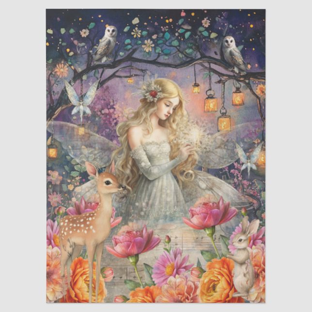 De Seda Animales encantados del bosque y papel decoupage d (Anverso)