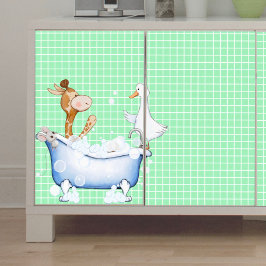 De Seda Bath Time Antics Desnuda Papel Tejido