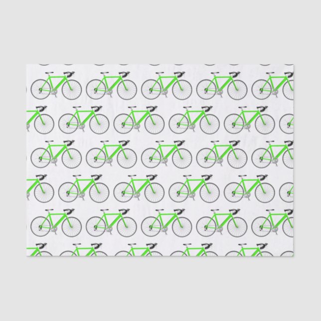 De Seda Bicicleta verde sobre papel tisular blanco (Anverso)