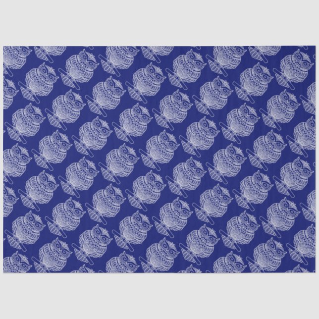 De Seda Búho (azul oscuro) - Papel tisú (Anverso)