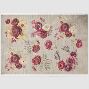 De Seda Burgundy Ranunculus vintage papel antiguo
