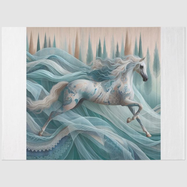 De Seda Caballo elegante, caballo, decoupage, papel tisú (Anverso)