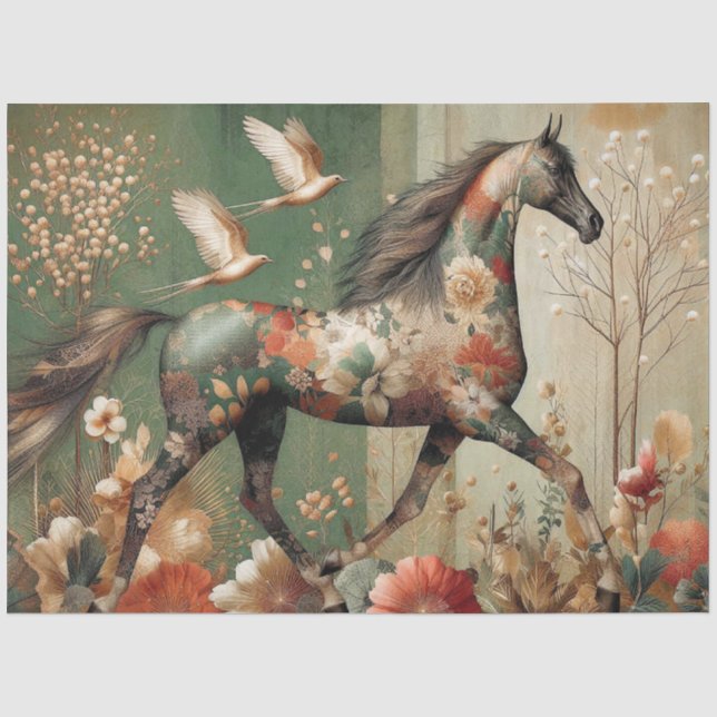 De Seda Caballo elegante, caballo, decoupage, papel tisú (Anverso)