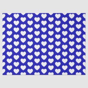 De Seda Corazones, blanco sobre el papel real azul