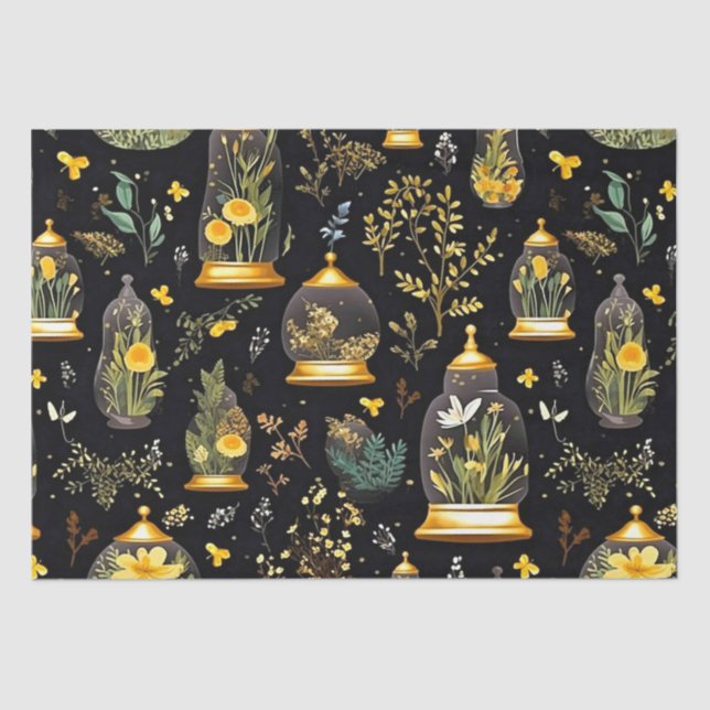 De Seda Decoupage Tejido papel Terrario se cierra en negro (Anverso)