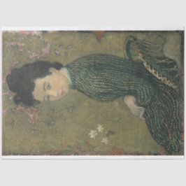 De Seda Eva Meurier en un papel verde en la desfiguración