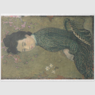 De Seda Eva Meurier en un papel verde en la desfiguración 