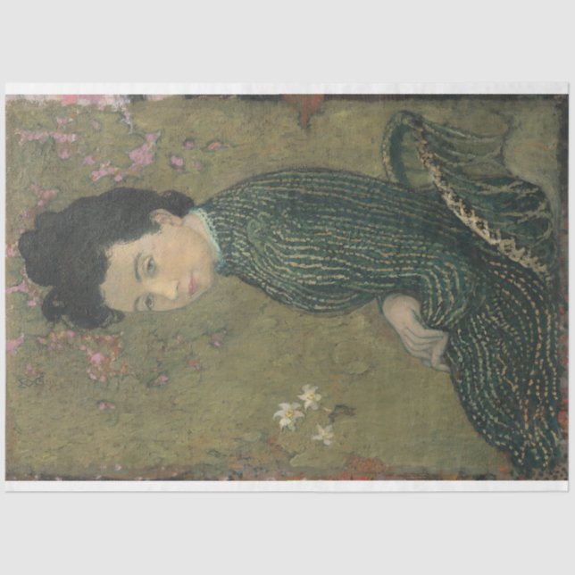 De Seda Eva Meurier en un papel verde en la desfiguración  (Anverso)