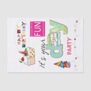 De Seda Feliz Cumpleaños Tejido Papel Divertido Cupcake