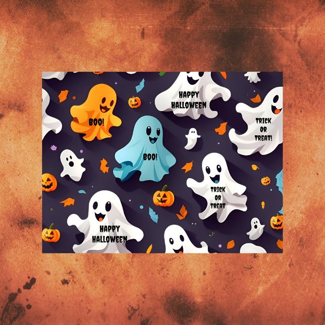 De Seda Feliz Halloween Cuidad Mini Fantasma Papel Tejido (Subido por el creador)