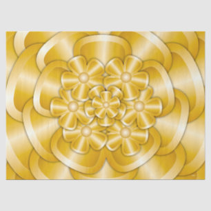 De Seda Flores cromadas - Papel Tejido dorado
