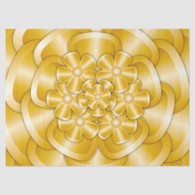 De Seda Flores cromadas - Papel Tejido dorado (Anverso)