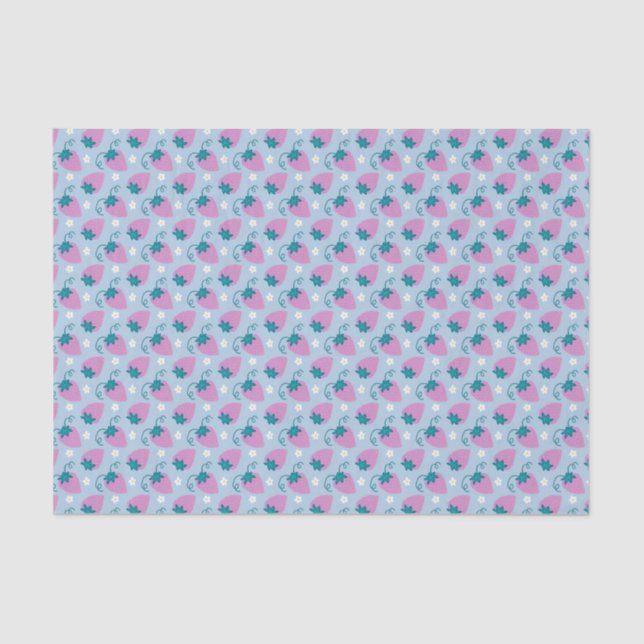 De Seda Fresas esbozadas y hojas papel tisular (Anverso)