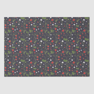 De Seda Fresas silvestres (Noche Polar) - Papel Tejido