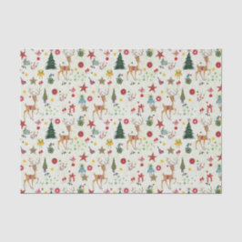 De Seda Girly Merry Christmas Deer | Papel Tejido