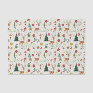 De Seda Girly Merry Christmas Deer   Papel Tejido