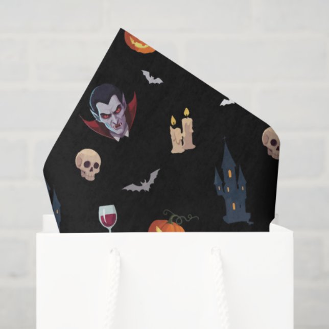 De Seda 🧛 ‍ ♂️ Gótico Vampiro Papel Tejido Negro 🎃 🖤 (Bolsa de regalo)