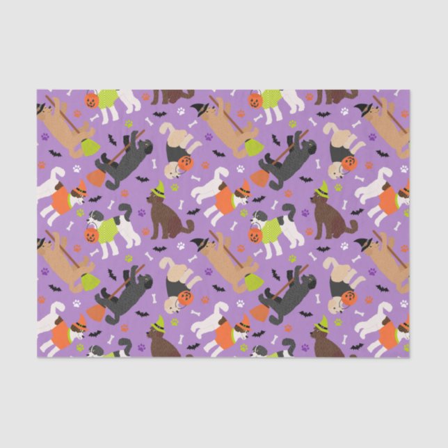 De Seda Halloween Labradoodle / Papel Tejido Goldendoodle (Anverso)