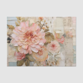 De Seda Hermoso collage con flores pintadas en papel rasga
