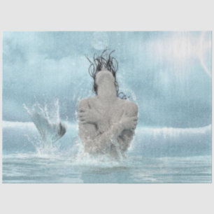 De Seda Joyous Mermaid en el papel del tejido marino
