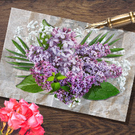 De Seda Lilac Baby Breath Bouquet Decoument Papel del teji