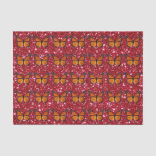 De Seda Mariposa naranja En Papel Tejido Purpurina Rojo