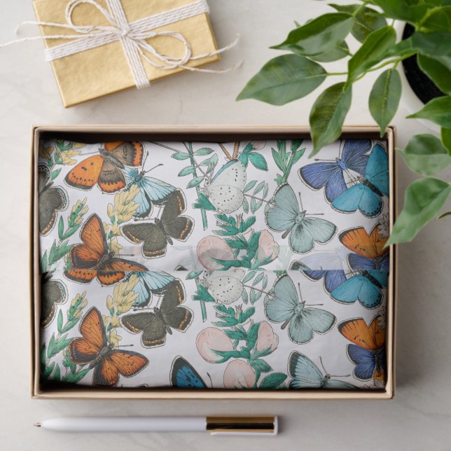 DE SEDA MARIPOSAS EN PAPEL TISÚ NATURAL (Regalo )