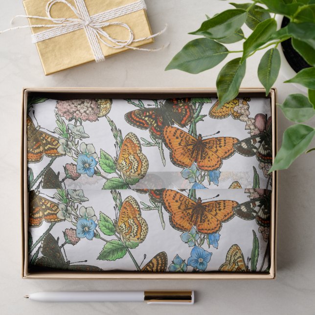DE SEDA MARIPOSAS EN PAPEL TISÚ NATURAL (Regalo )