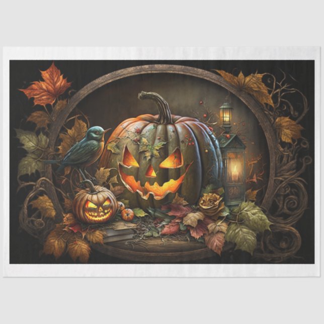 De Seda Moody Halloween calabazas Papel Tejido (Anverso)