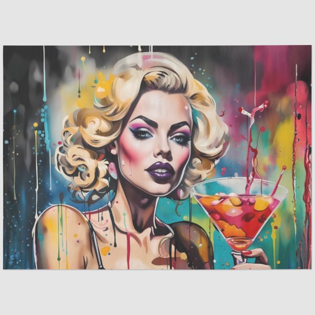 De Seda Mujer Cóctel Cosmo Papel Decoupage – Glam (Anverso)