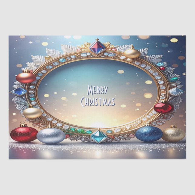 De Seda Navidades Jewel Frame Holiday Tejido Papel (Anverso)