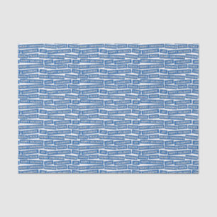 De Seda Navidades Palabras Papel Tejido Azul y Blanco