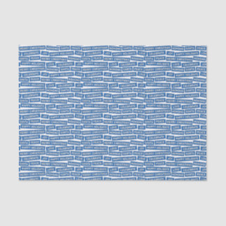 De Seda Navidades Palabras Papel Tejido Azul y Blanco